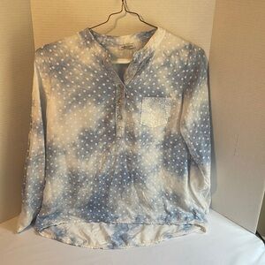 Angela Mara Viscose Polka Dot Long Sleeved Top